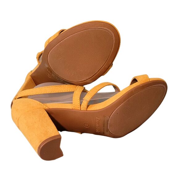 Dream Pairs Sz 7 Ankle Strap with Buckle Chunky Block Heel Yellow Suede Sandal - Picture 8 of 8